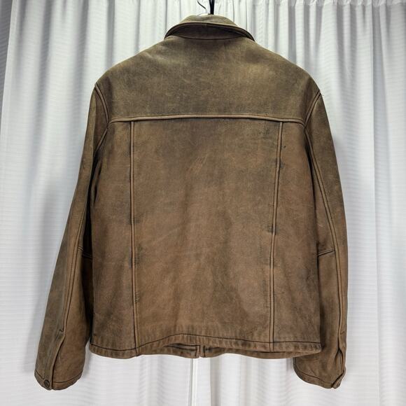 Vintage Guess Leather Bomber Jacket Distressed Suede Brown Men's Size M - Picture 3 of 10